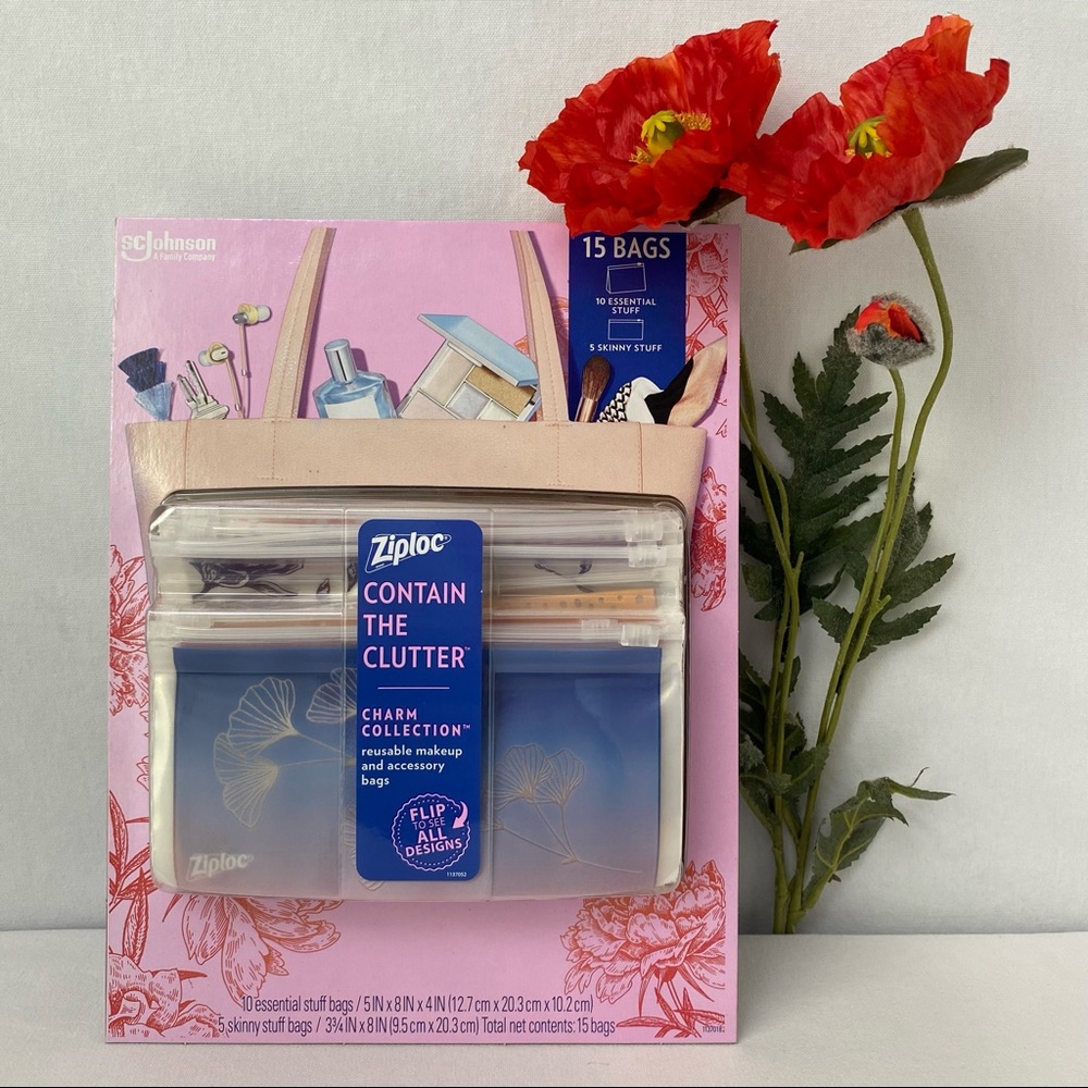 Ziploc 15 reusable makeup and accessory bags, NWB